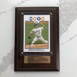 MLB Johan Santana NY Mets Wood Plaque